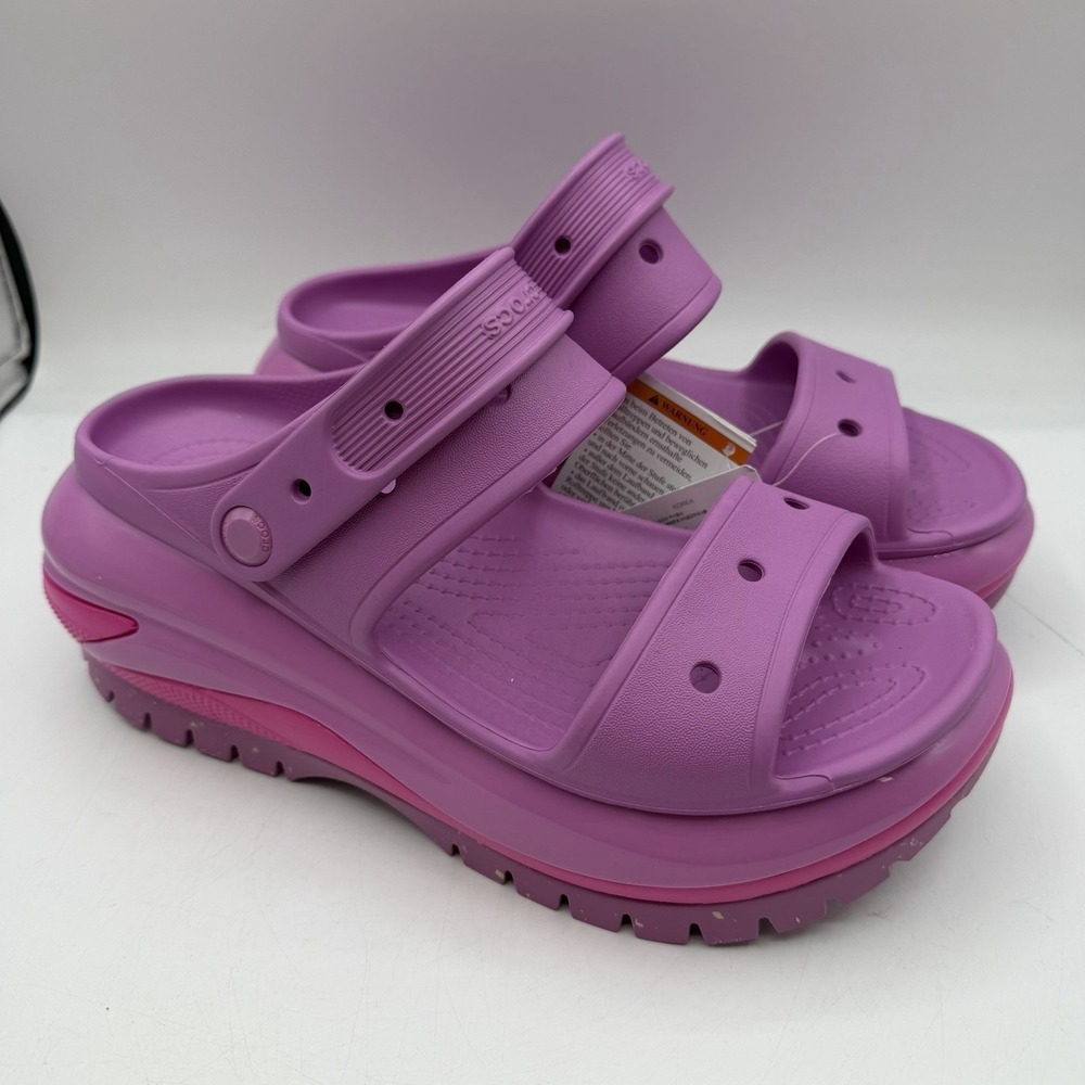Crocs Mega Crush Platform Clogs Womens Sz 9 Bubble Pink Purple Sandal 207989-6WQ